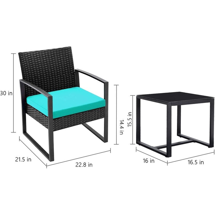 Furniwell - Set da 3 sedie da conversazione per patio con tavolino da caffè