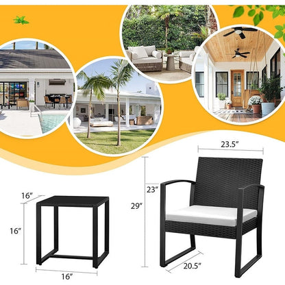 Furniwell - Set da 3 sedie da conversazione per patio con tavolino da caffè