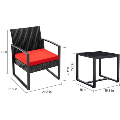 Furniwell - Set da 3 sedie da conversazione per patio con tavolino da caffè