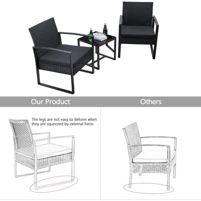 Furniwell - Set da 3 sedie da conversazione per patio con tavolino da caffè