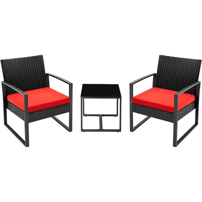 Furniwell - Set da 3 sedie da conversazione per patio con tavolino da caffè