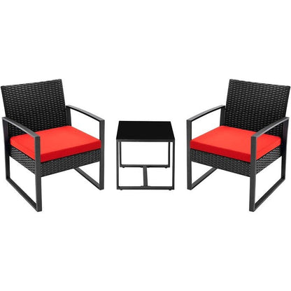 Furniwell - Set da 3 sedie da conversazione per patio con tavolino da caffè