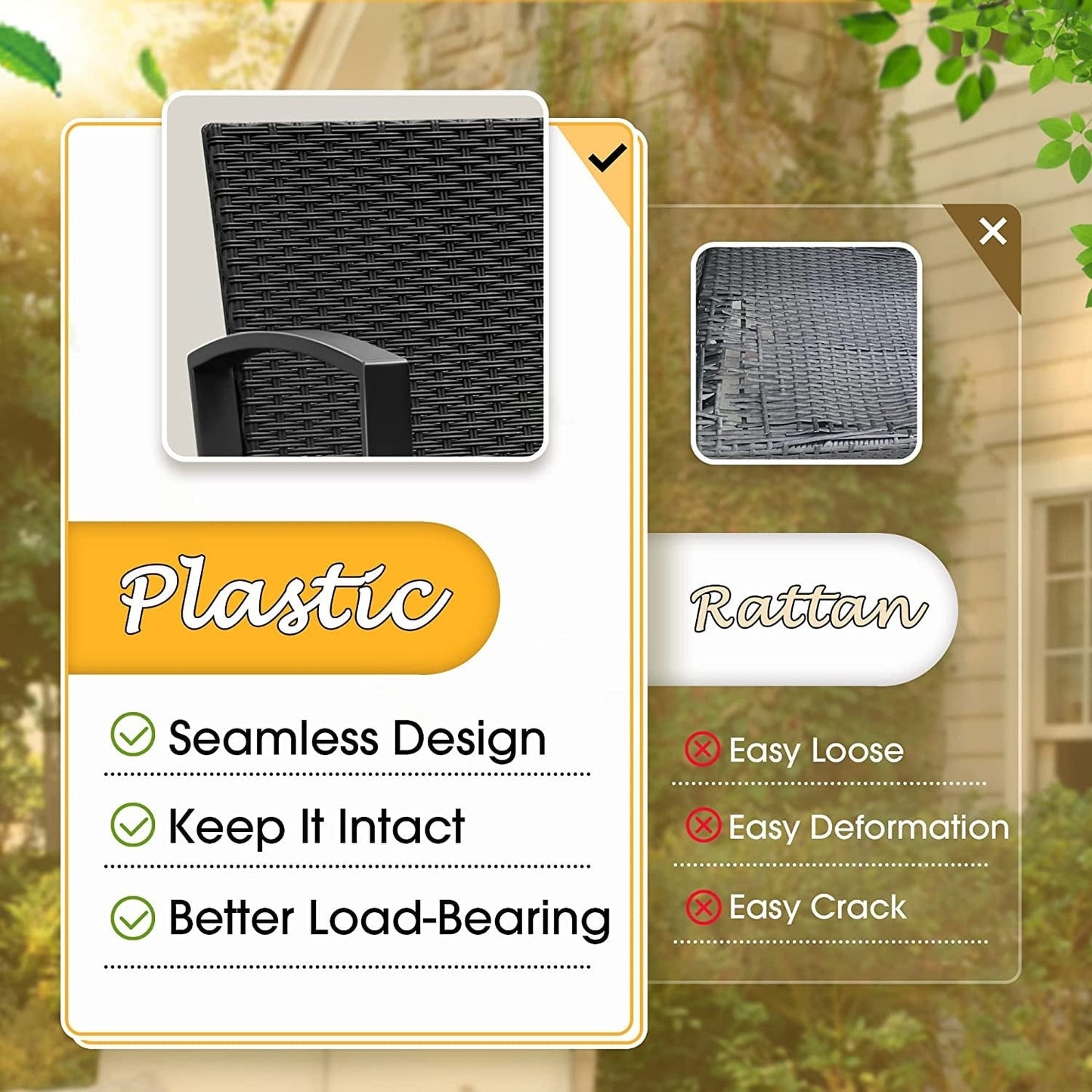 Furniwell - Set da 3 sedie da conversazione per patio con tavolino da caffè