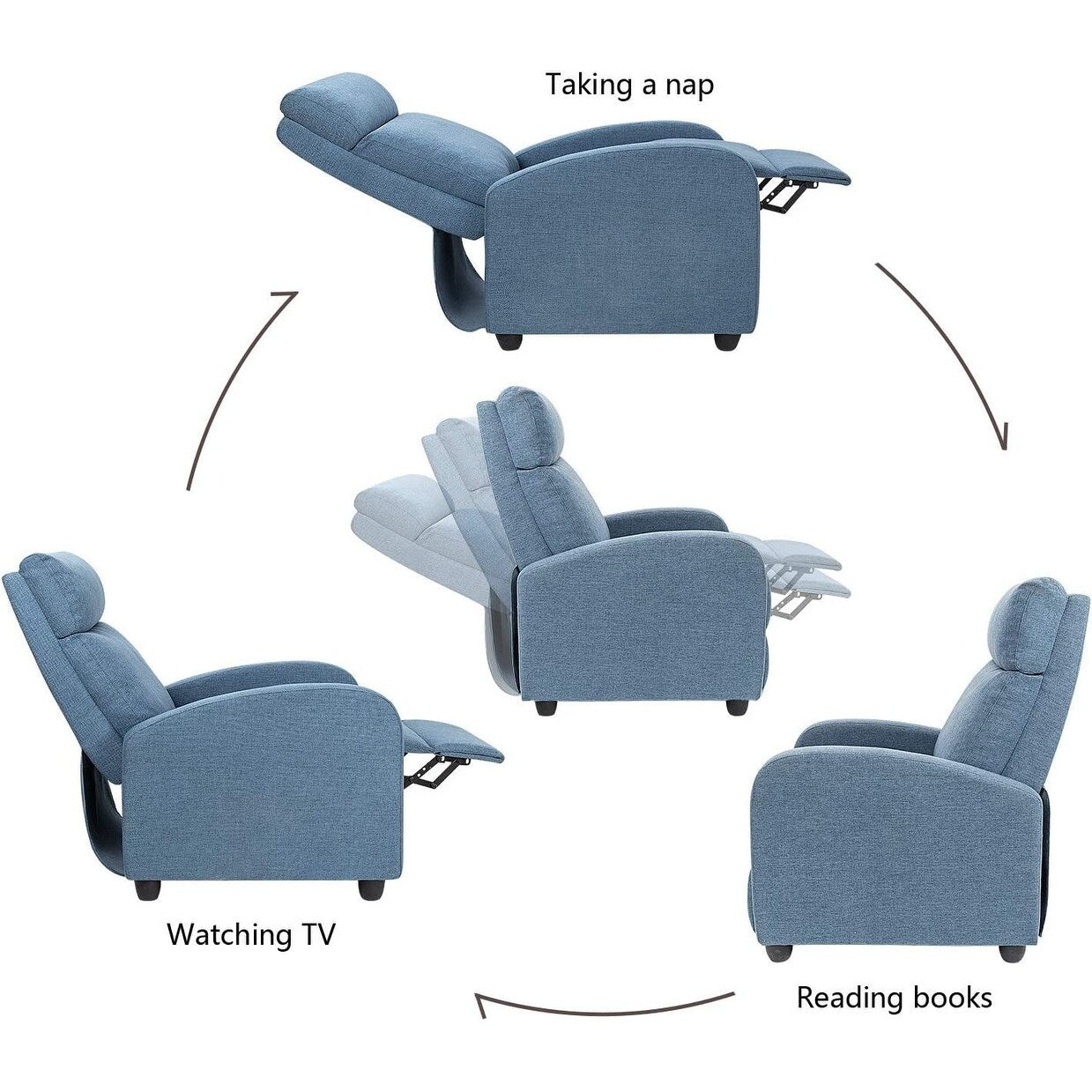 Divano reclinabile singolo in tessuto Furniwell con seduta imbottita