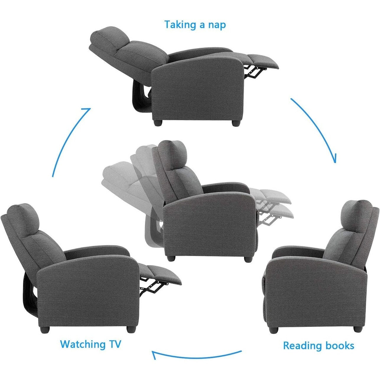 Divano reclinabile singolo in tessuto Furniwell con seduta imbottita