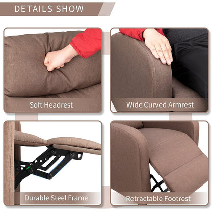 Poltrona reclinabile per massaggi Furniwell, imbottita e in tessuto di lino singolo