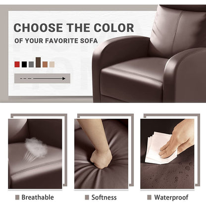 Divano reclinabile Furniwell in pelle PU con seduta e schienale imbottiti.