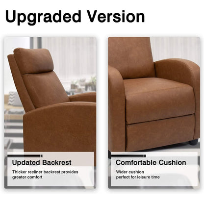 Divano reclinabile Furniwell in pelle PU con seduta e schienale imbottiti.