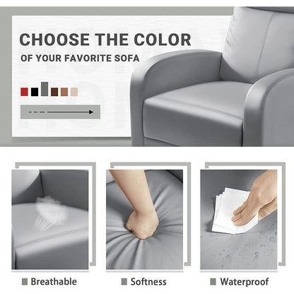 Divano reclinabile Furniwell in pelle PU con seduta e schienale imbottiti.