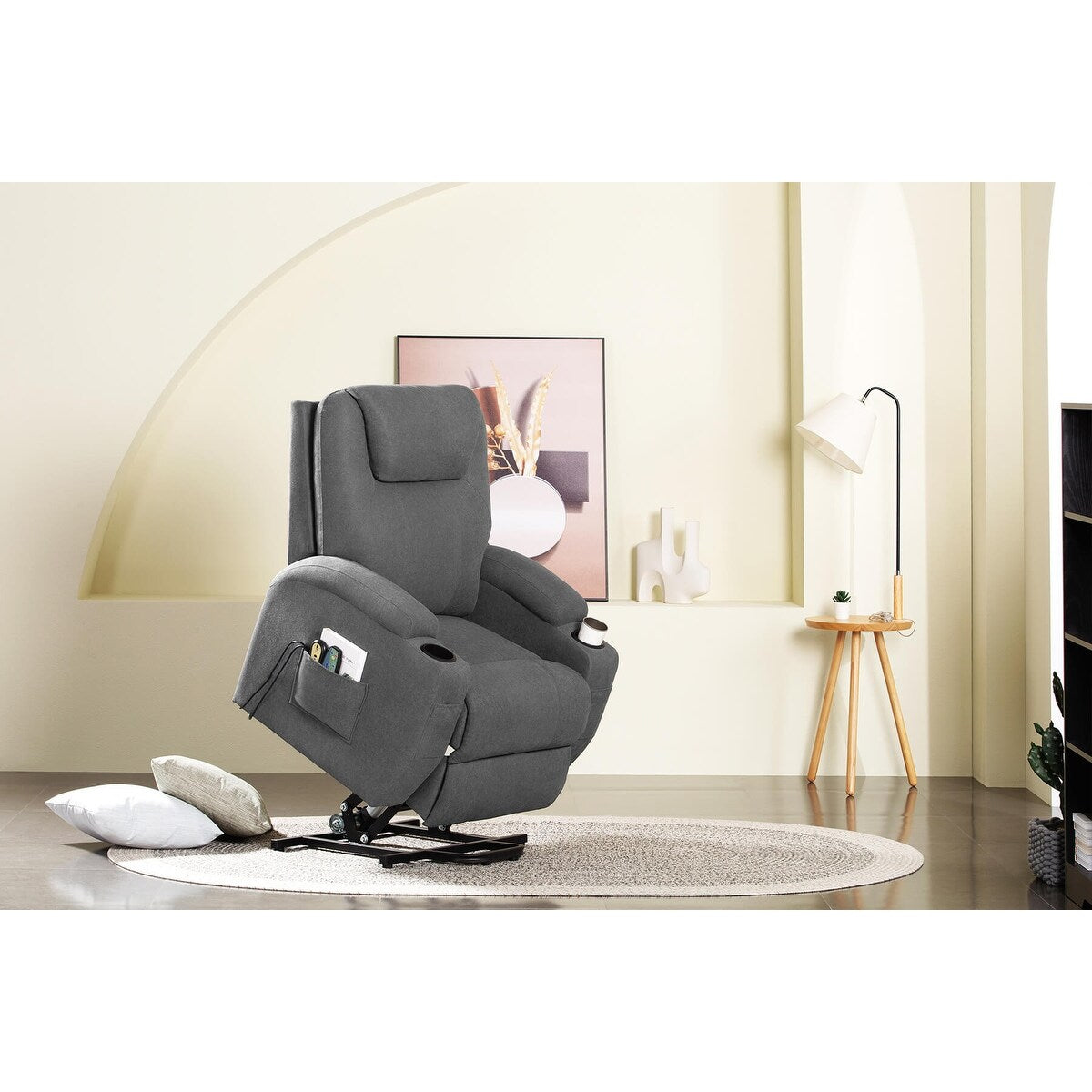 Poltrona reclinabile elettrica Furniwell in tessuto per anziani con massaggio e calore