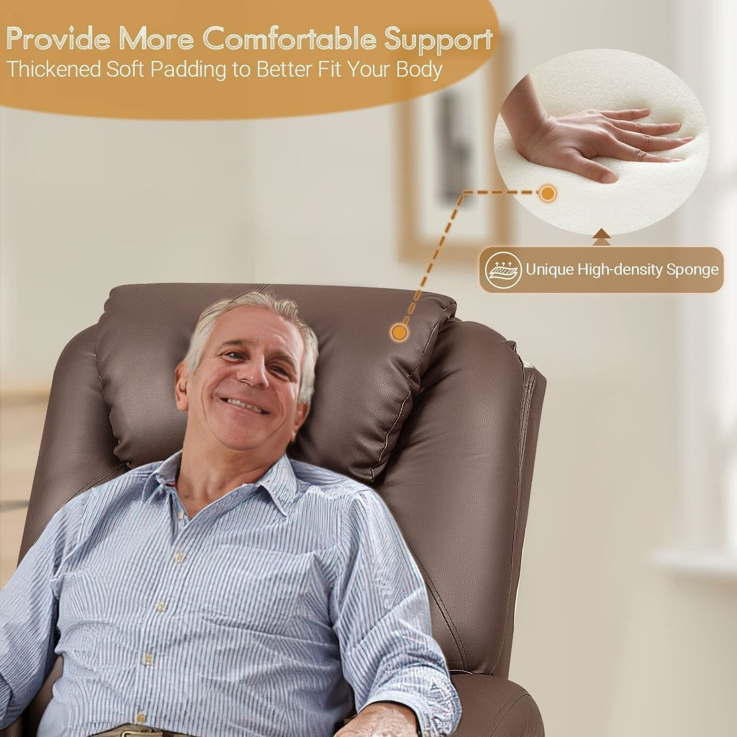 Poltrona reclinabile Furniwell Power Lift in pelle PU con massaggio e riscaldamento