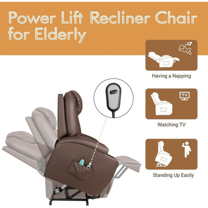 Poltrona reclinabile Furniwell Power Lift in pelle PU con massaggio e riscaldamento