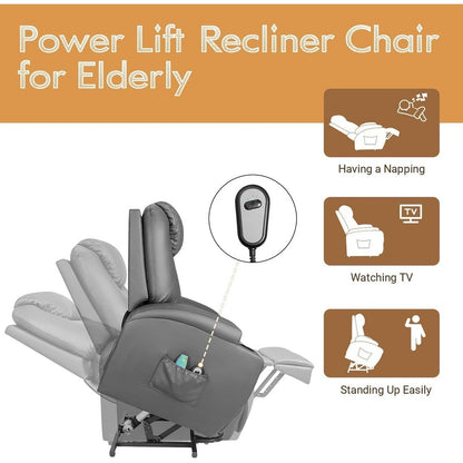 Poltrona reclinabile Furniwell Power Lift in pelle PU con massaggio e riscaldamento