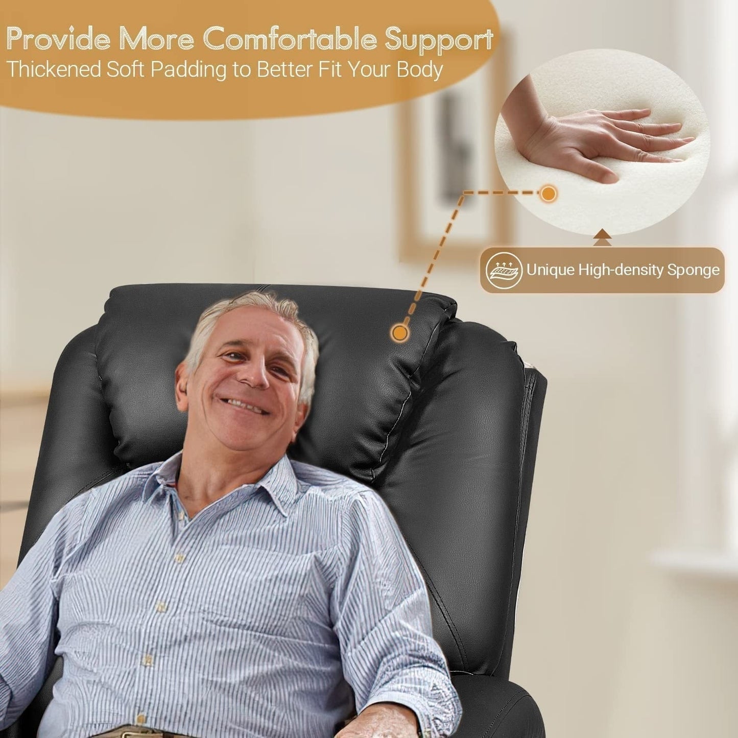 Poltrona reclinabile Furniwell Power Lift in pelle PU con massaggio e riscaldamento