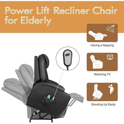 Poltrona reclinabile Furniwell Power Lift in pelle PU con massaggio e riscaldamento