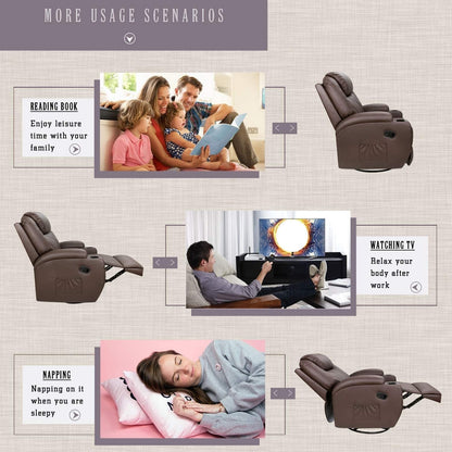 Poltrona reclinabile Furniwell con funzione di massaggio rotante e riscaldata, in pelle PU, idromassaggio