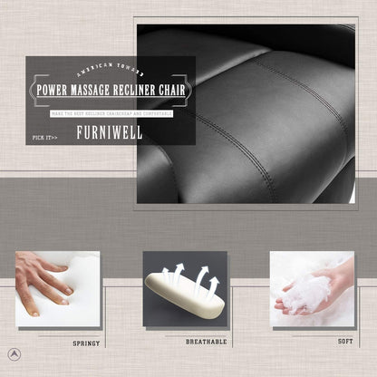 Poltrona reclinabile Furniwell con funzione di massaggio rotante e riscaldata, in pelle PU, idromassaggio