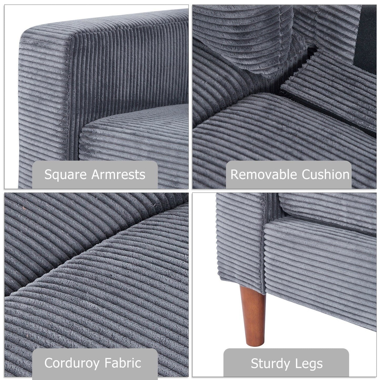 74 divani per soggiorno, divani a due posti in velluto a coste, divano piccolo con 2 cuscini, divano facile da montare per piccoli spazi