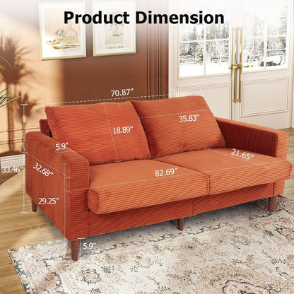 74 divani per soggiorno, divani a due posti in velluto a coste, divano piccolo con 2 cuscini, divano facile da montare per piccoli spazi