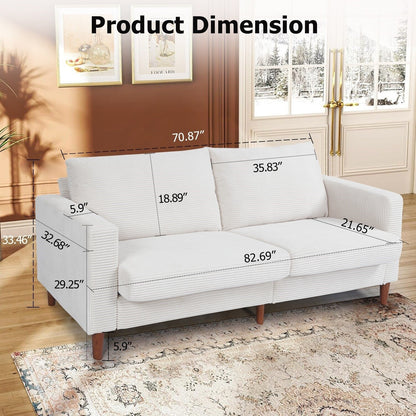 74 divani per soggiorno, divani a due posti in velluto a coste, divano piccolo con 2 cuscini, divano facile da montare per piccoli spazi