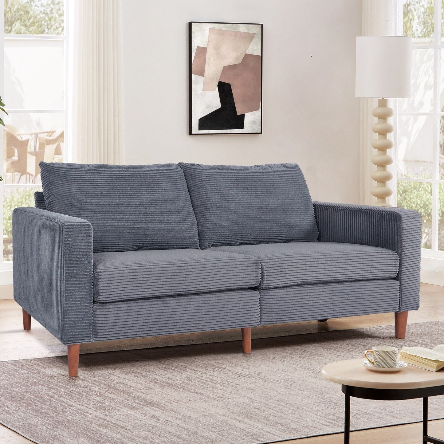 74 divani per soggiorno, divani a due posti in velluto a coste, divano piccolo con 2 cuscini, divano facile da montare per piccoli spazi