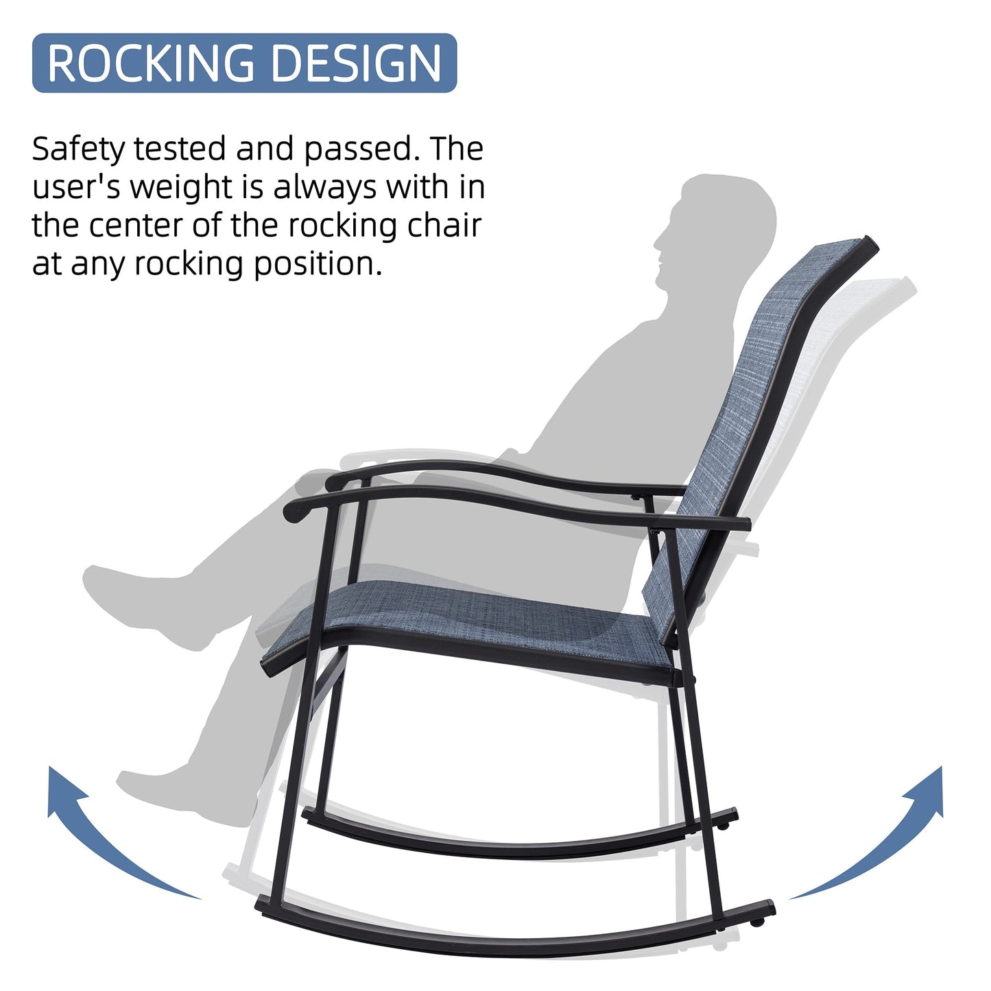 Futzca Set da bistrot a dondolo da esterno 3 pezzi - N/D