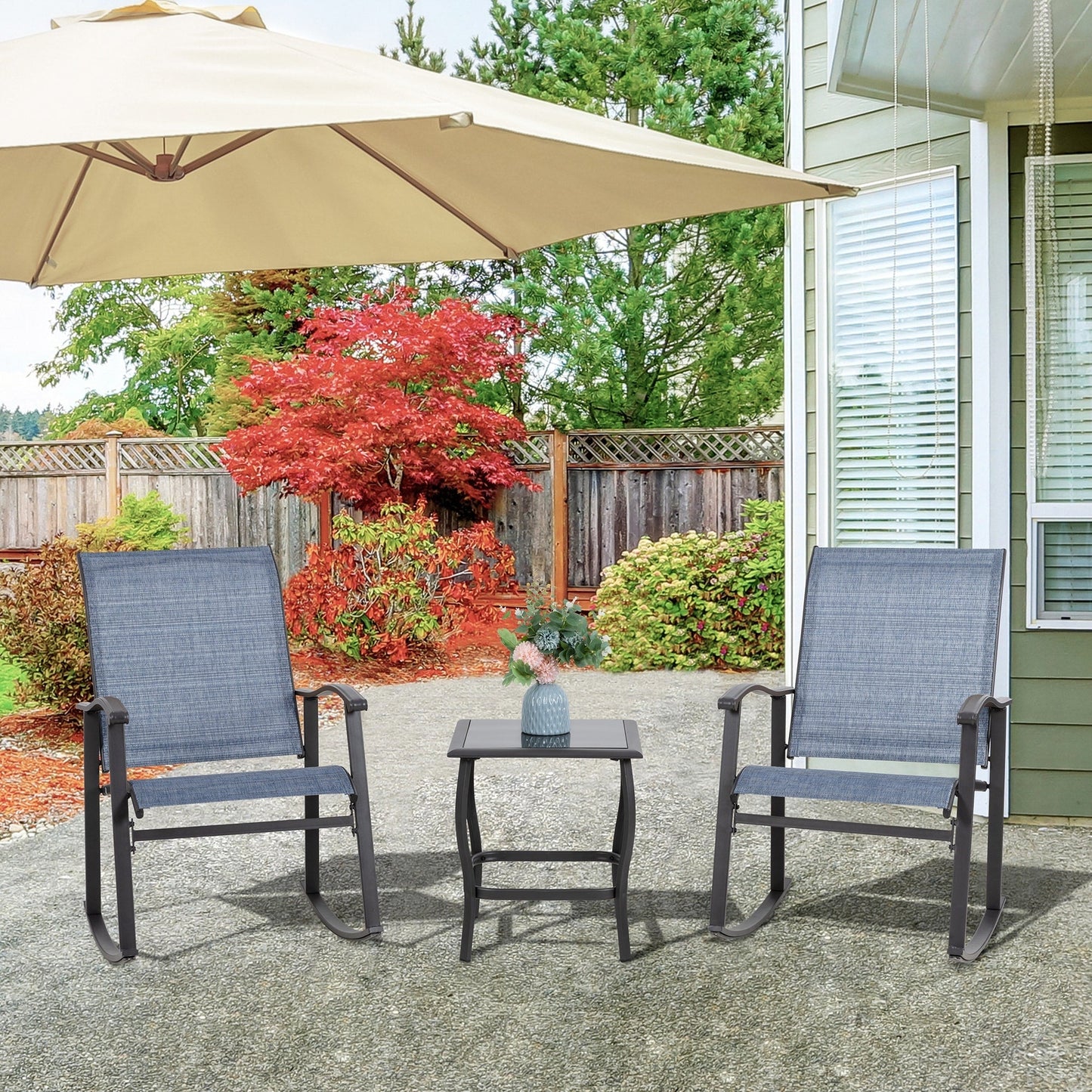 Futzca Set da bistrot a dondolo da esterno 3 pezzi - N/D