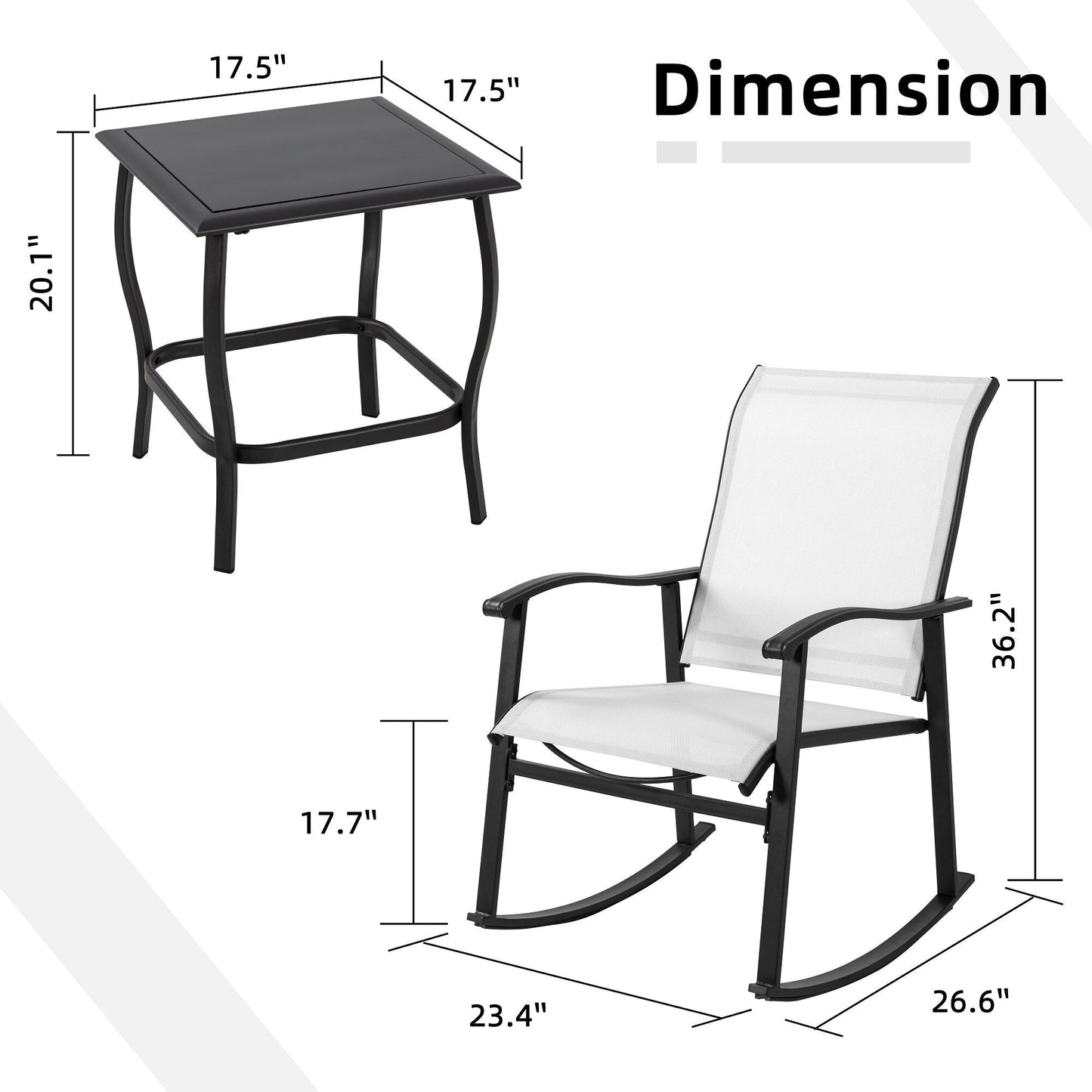 Futzca Set da bistrot a dondolo da esterno 3 pezzi - N/D