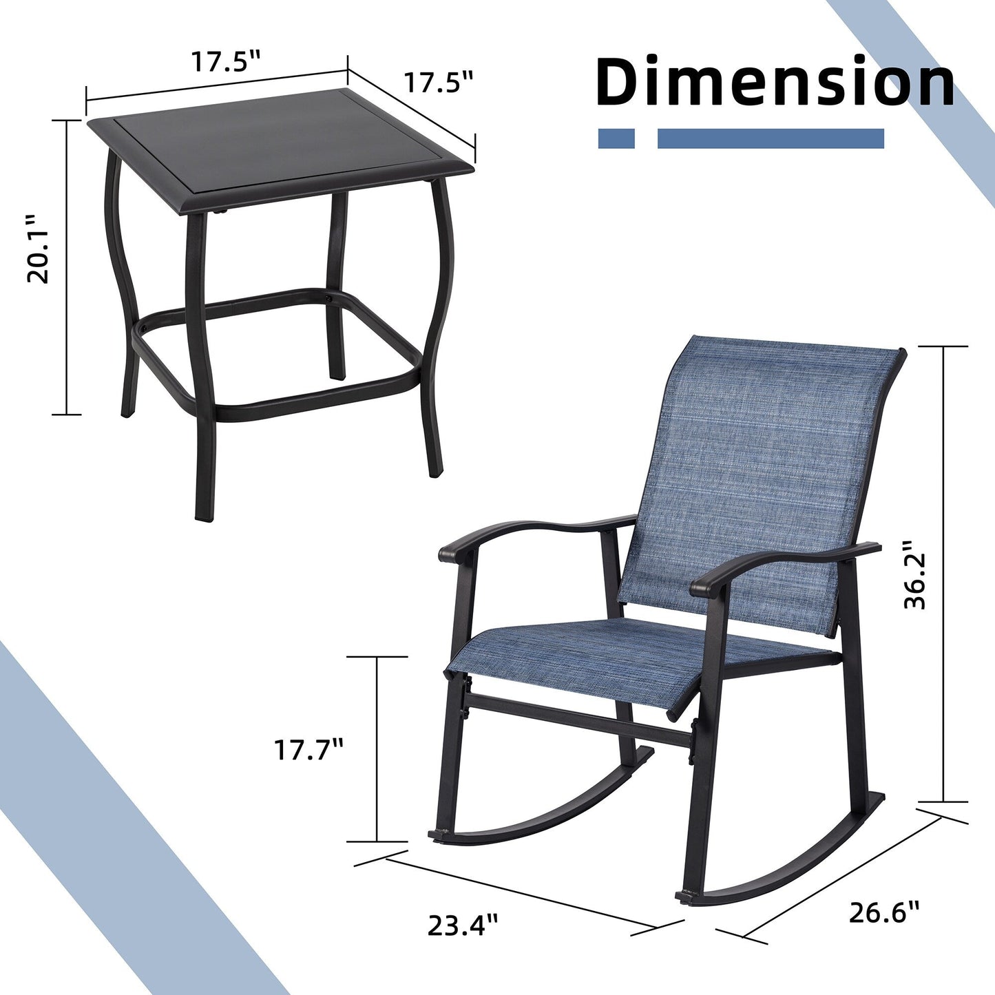 Futzca Set da bistrot a dondolo da esterno 3 pezzi - N/D