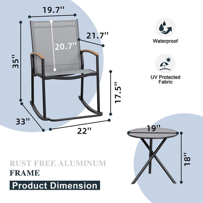 Set da bistrot da giardino Futzca da 3 pezzi, due sedie con tavolino da caffè