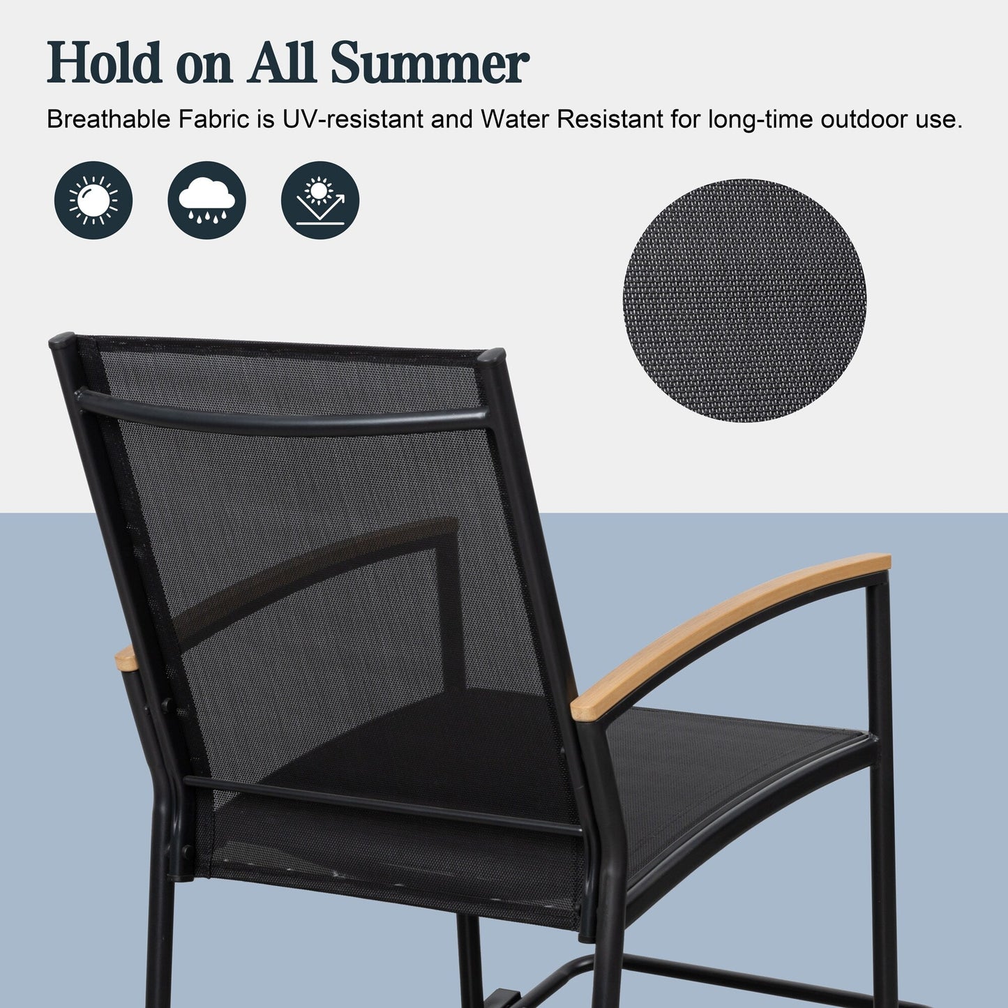 Set da bistrot da giardino Futzca da 3 pezzi, due sedie con tavolino da caffè