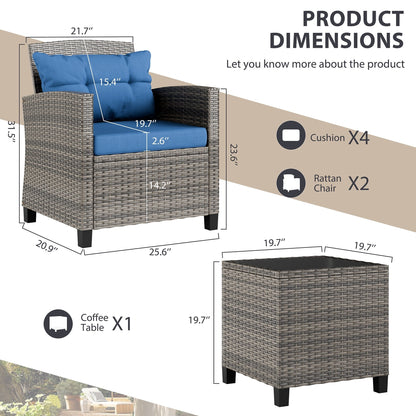 Set di mobili da giardino Futzca da 3 pezzi con tavolo in vetro