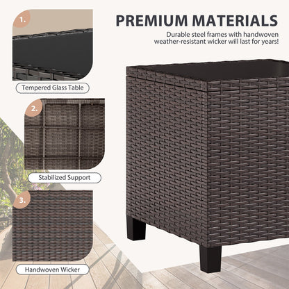 Set di mobili da giardino Futzca da 3 pezzi con tavolo in vetro