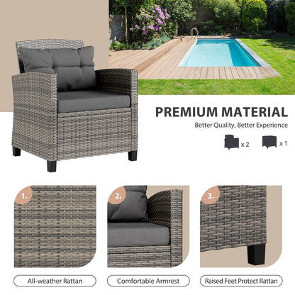 Set di mobili da giardino Futzca da 3 pezzi con tavolo in vetro