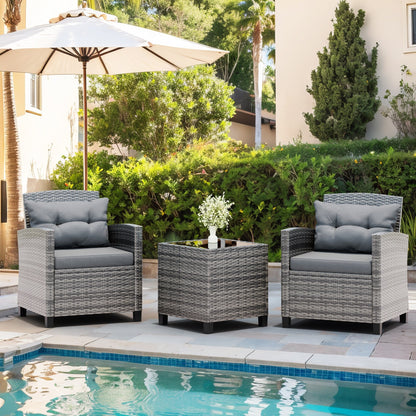 Set di mobili da giardino Futzca da 3 pezzi con tavolo in vetro