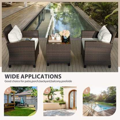 Set di mobili da giardino Futzca da 3 pezzi con tavolo in vetro