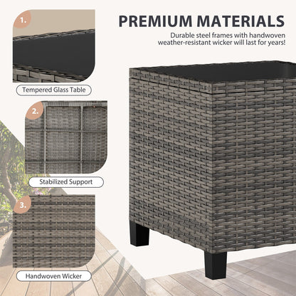 Set di mobili da giardino Futzca da 3 pezzi con tavolo in vetro