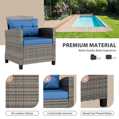 Set di mobili da giardino Futzca da 3 pezzi con tavolo in vetro