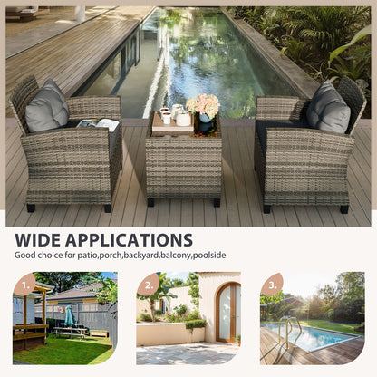 Set di mobili da giardino Futzca da 3 pezzi con tavolo in vetro