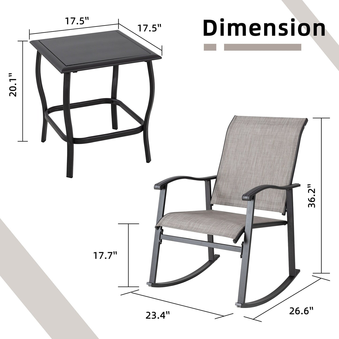 Futzca Set da bistrot a dondolo da esterno 3 pezzi - N/D