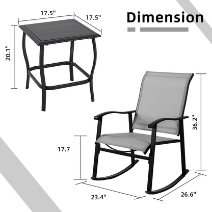 Futzca Set da bistrot a dondolo da esterno 3 pezzi - N/D