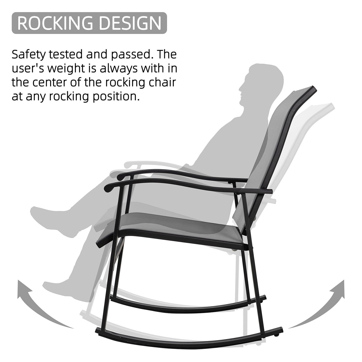 Futzca Set da bistrot a dondolo da esterno 3 pezzi - N/D