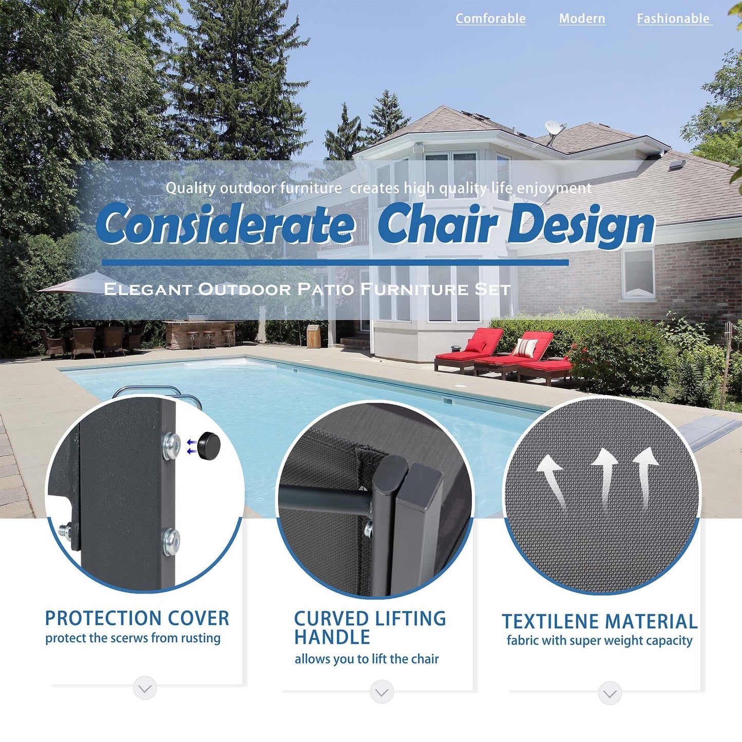 Set di mobili da esterno Futzca da 4 pezzi, set da patio bistrot in textilene