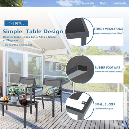 Set di mobili da esterno Futzca da 4 pezzi, set da patio bistrot in textilene