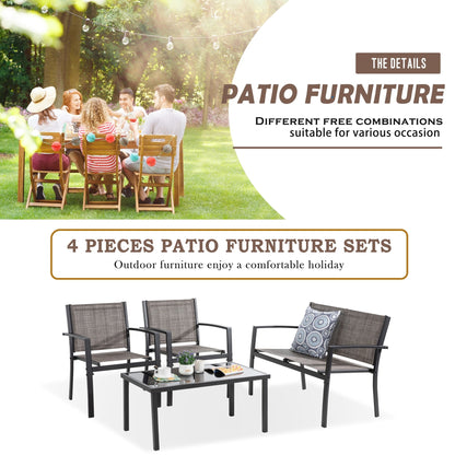 Set di mobili da esterno Futzca da 4 pezzi, set da patio bistrot in textilene