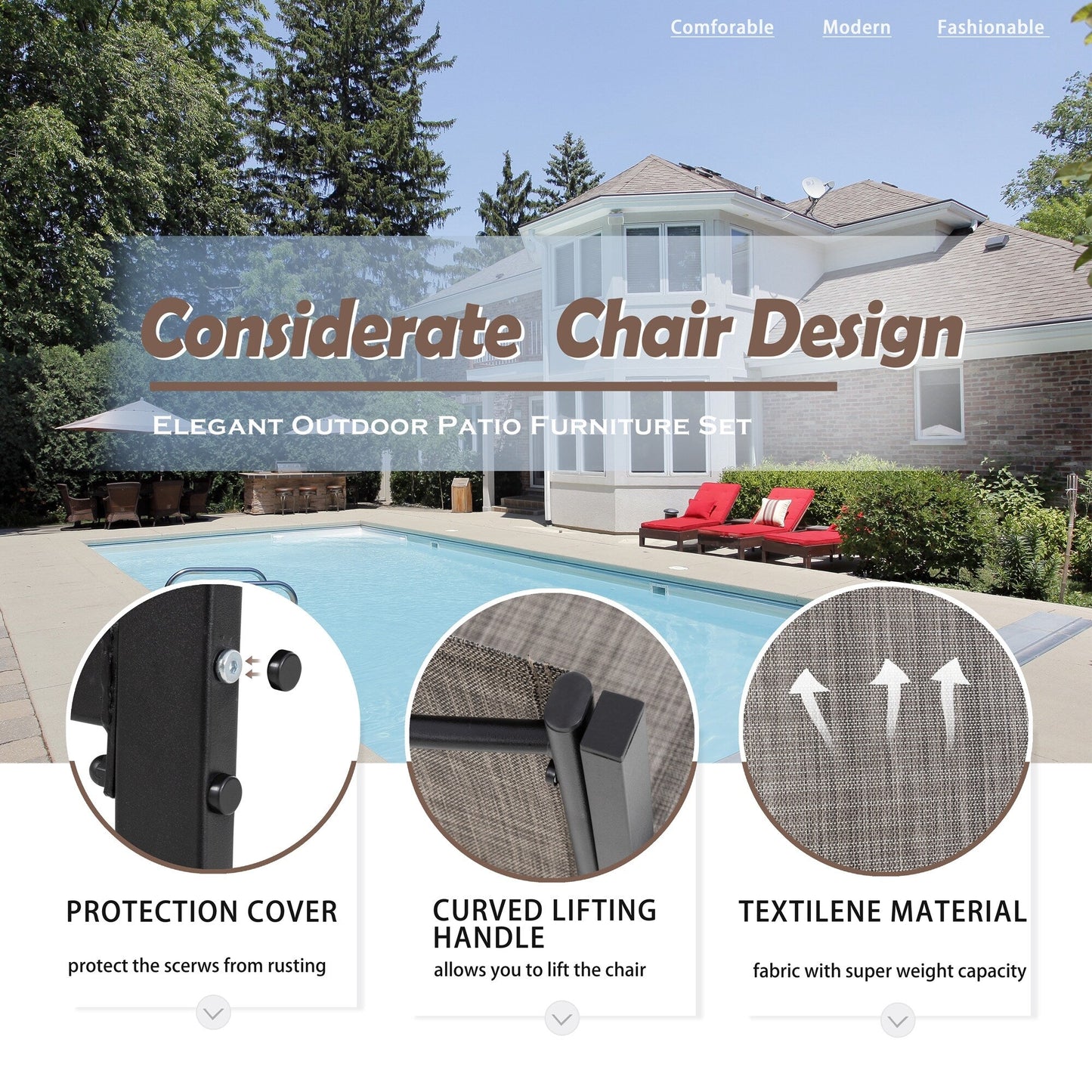 Set di mobili da esterno Futzca da 4 pezzi, set da patio bistrot in textilene