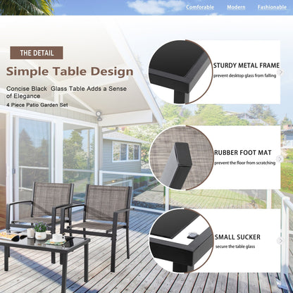 Set di mobili da esterno Futzca da 4 pezzi, set da patio bistrot in textilene