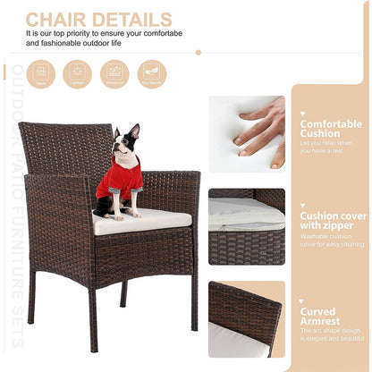 Futzca 4 pezzi set di mobili da esterno per patio sedia in rattan set di vimini