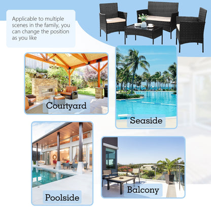 Futzca 4 pezzi set di mobili da esterno per patio sedia in rattan set di vimini