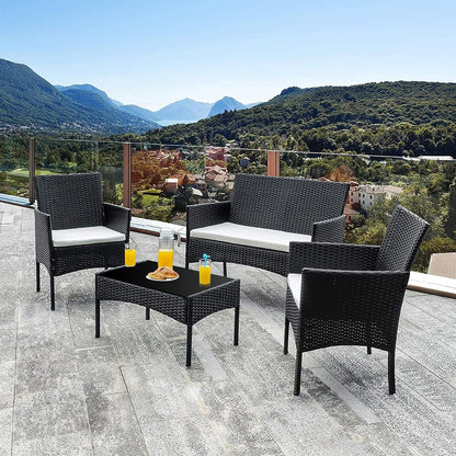 Futzca 4 pezzi set di mobili da esterno per patio sedia in rattan set di vimini